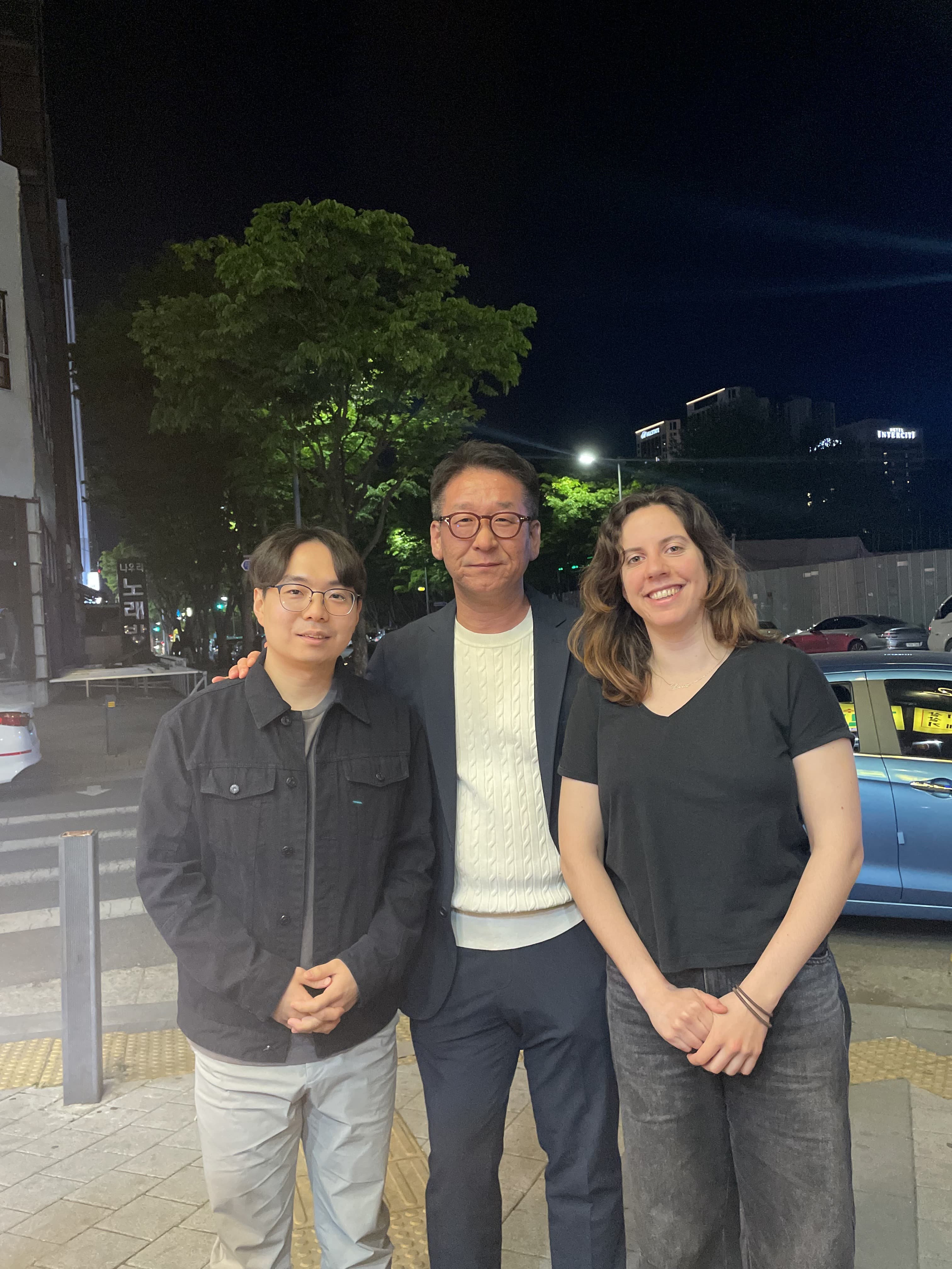 Livia Soro with Professor Byung-Kwan Cho and Dr Kim outside KAIST